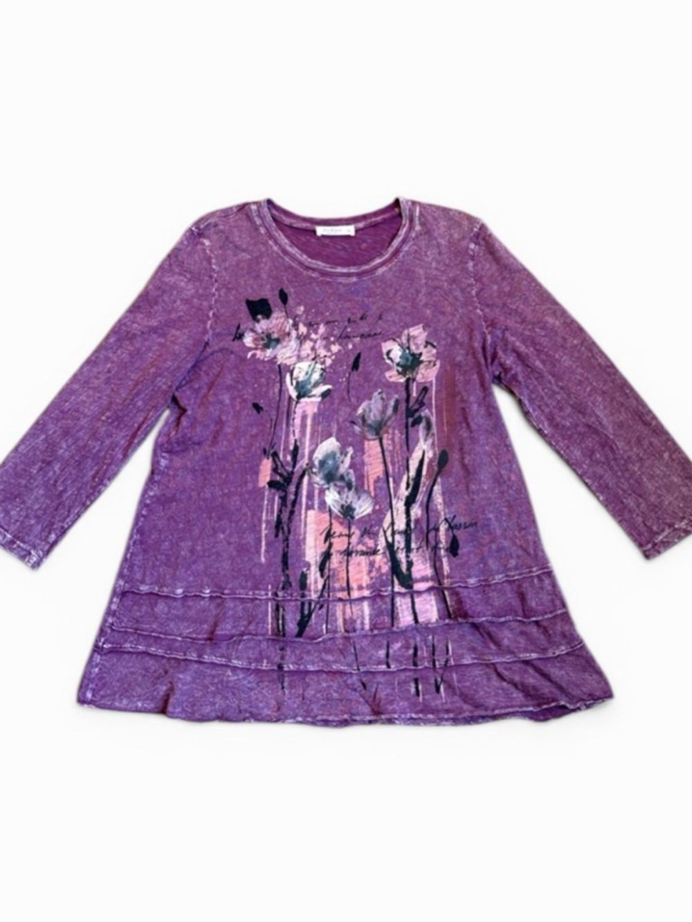 Jess & Jane Sierra Mineral Washed Cotton Layered Tunic Women’s M Purple USA